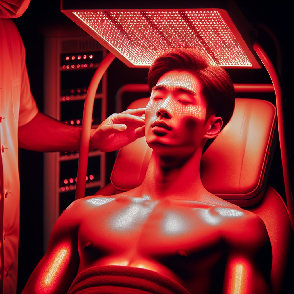 Full body red light therapy panel treatment